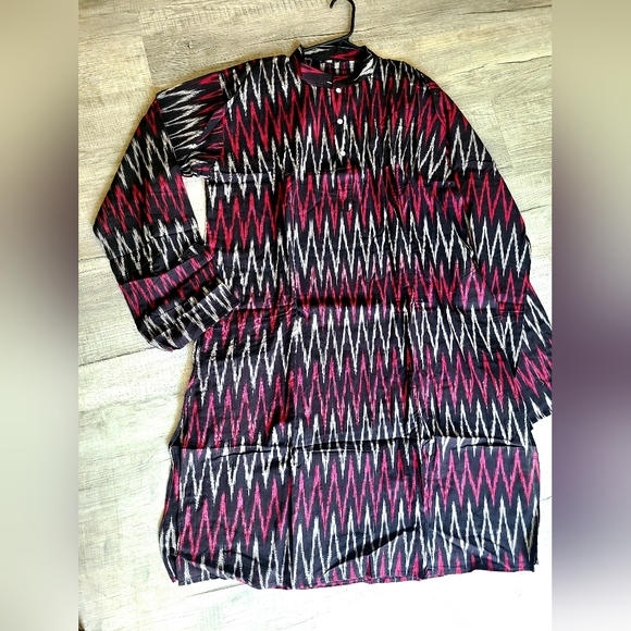 New Handmade ikkat long sleeve casual cotton kurtas for men 3xl - Picture 7 of 17